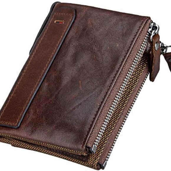 Leather Bifold Wallet for Women RFID Blocking Card Holder Compact with Zipper